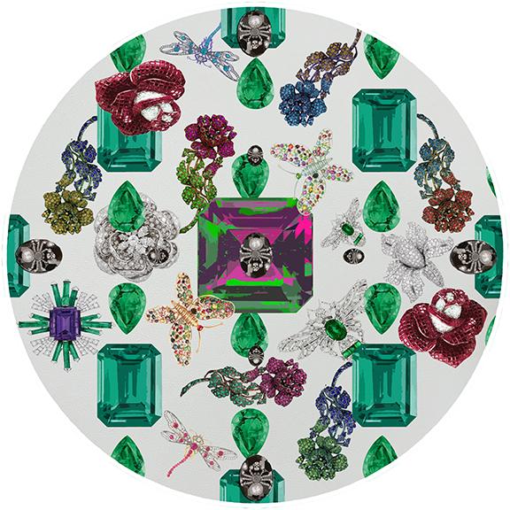 Nicolette Mayer Jewel Box Emerald on White Coaster set