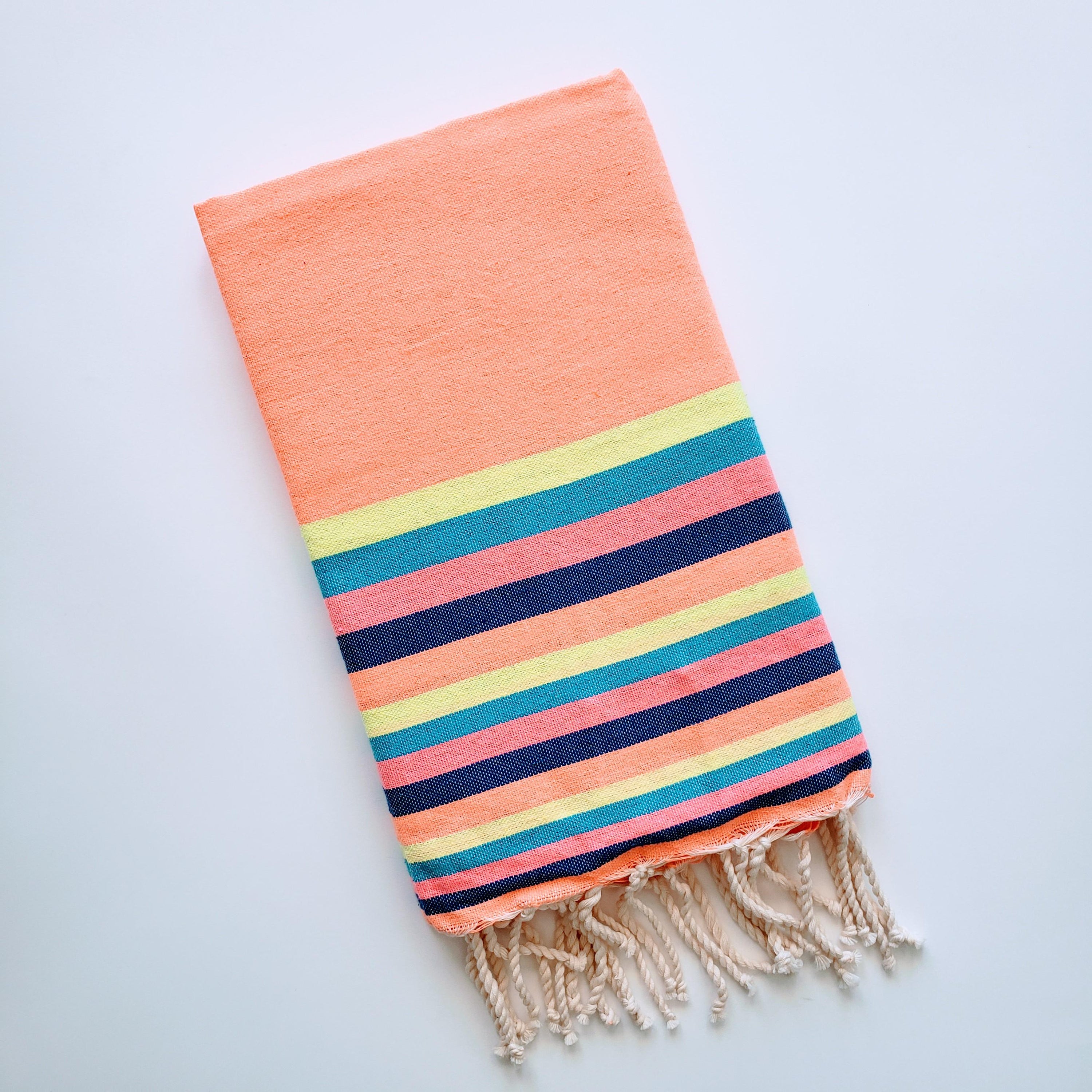 Wonderfouta Beach towel Sarong-Lola Peach Multi