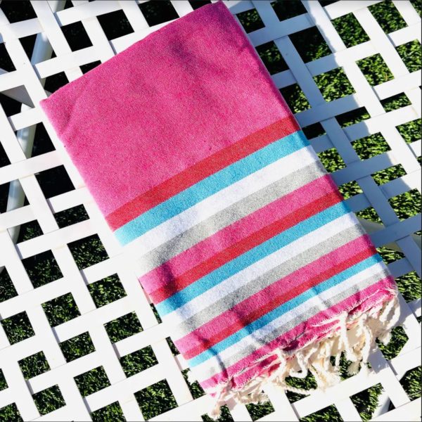 Wonderfouta Beach towel Sarong-Lola Raspberry Multi