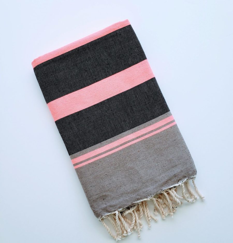 Wonderfouta Beach towel Sarong-Mimi Grey Pink Black